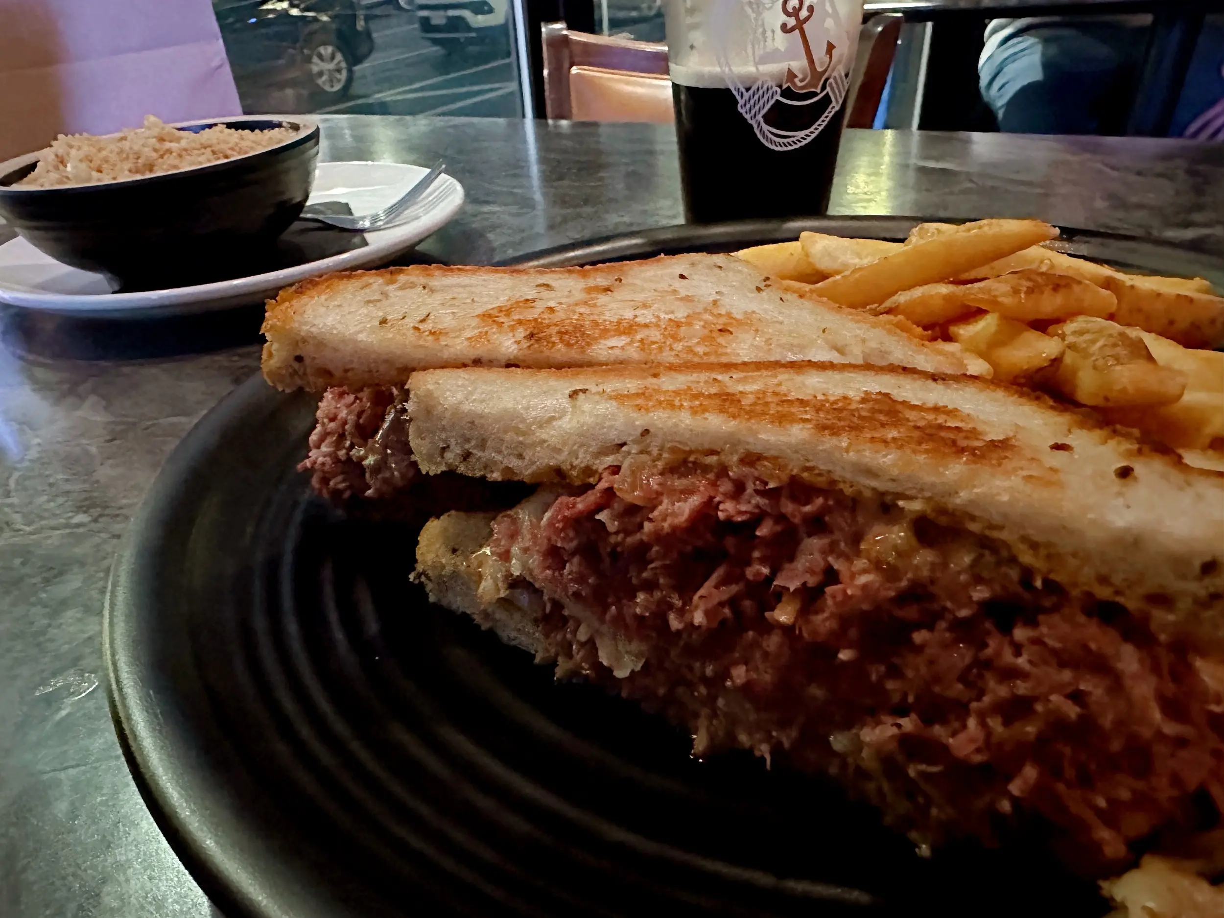 Photo of a burger and fries