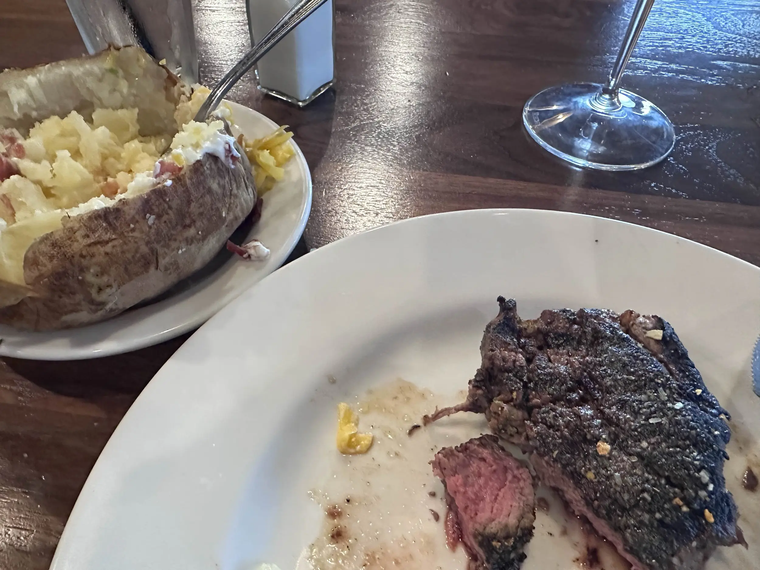 A filet mignon at Aubrey's in Lebanon with a loaded baked potato on the side