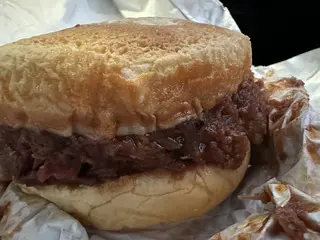 Photo of a brisket sandwich
