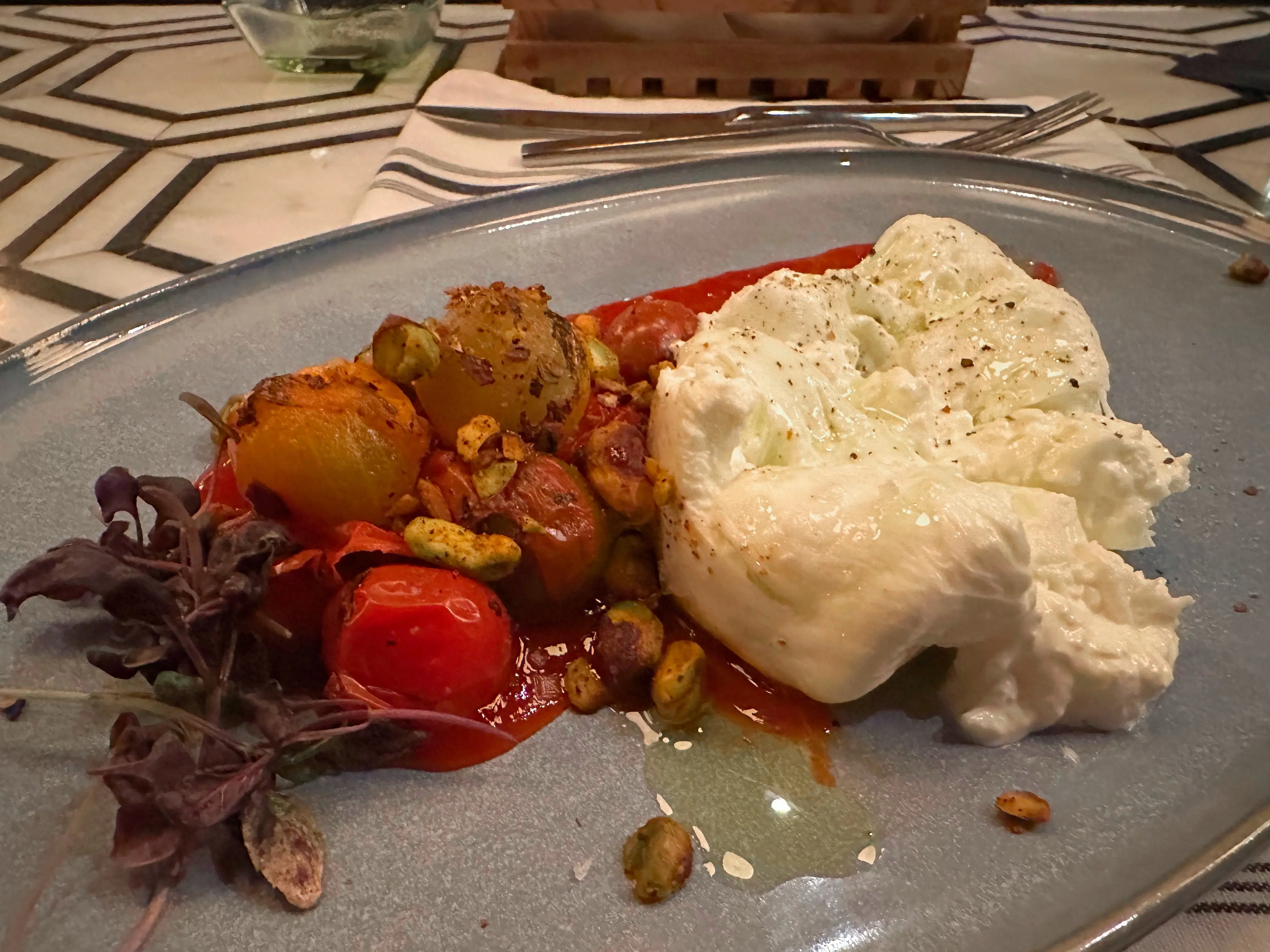 Photo of burrata tomato insalata