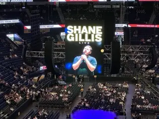 Photo of Shane Gillis on the screen at Bridgestone Arena
