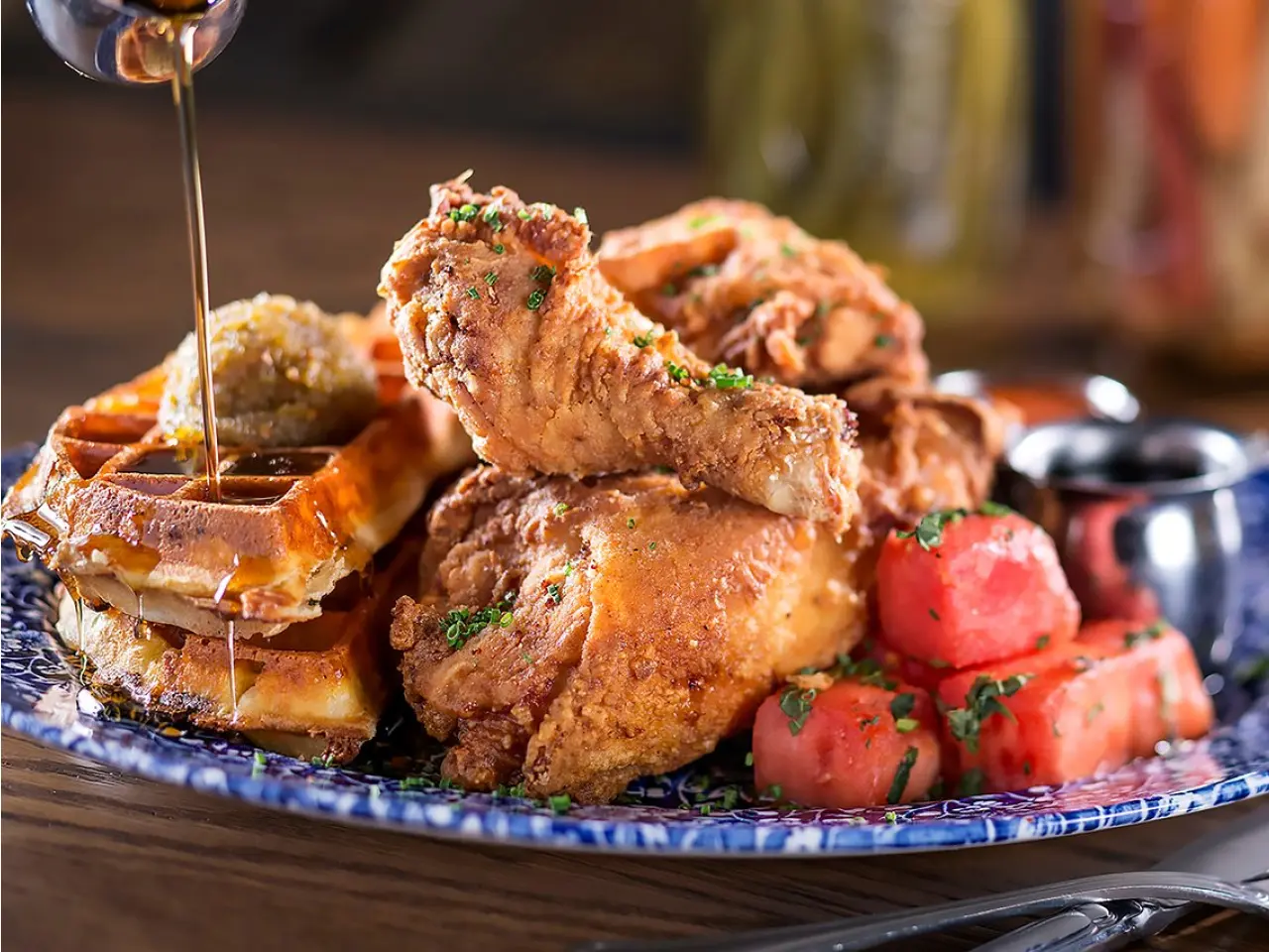 Photo of chicken and waffles