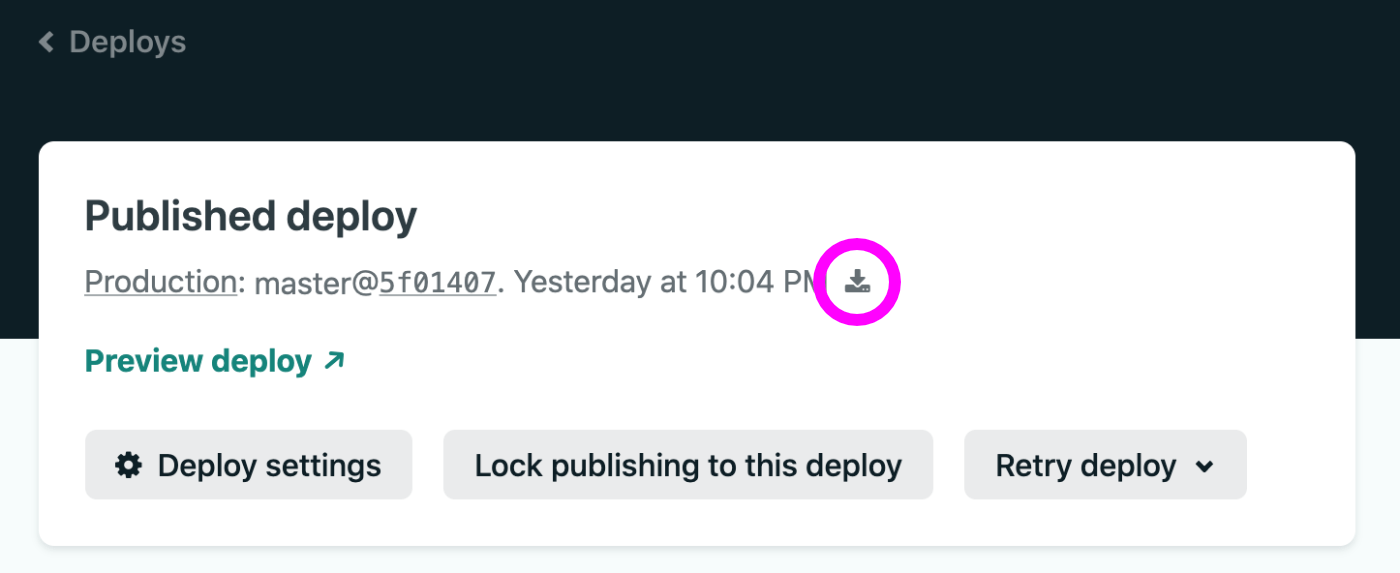 Screenshot of Netlify's deploy download