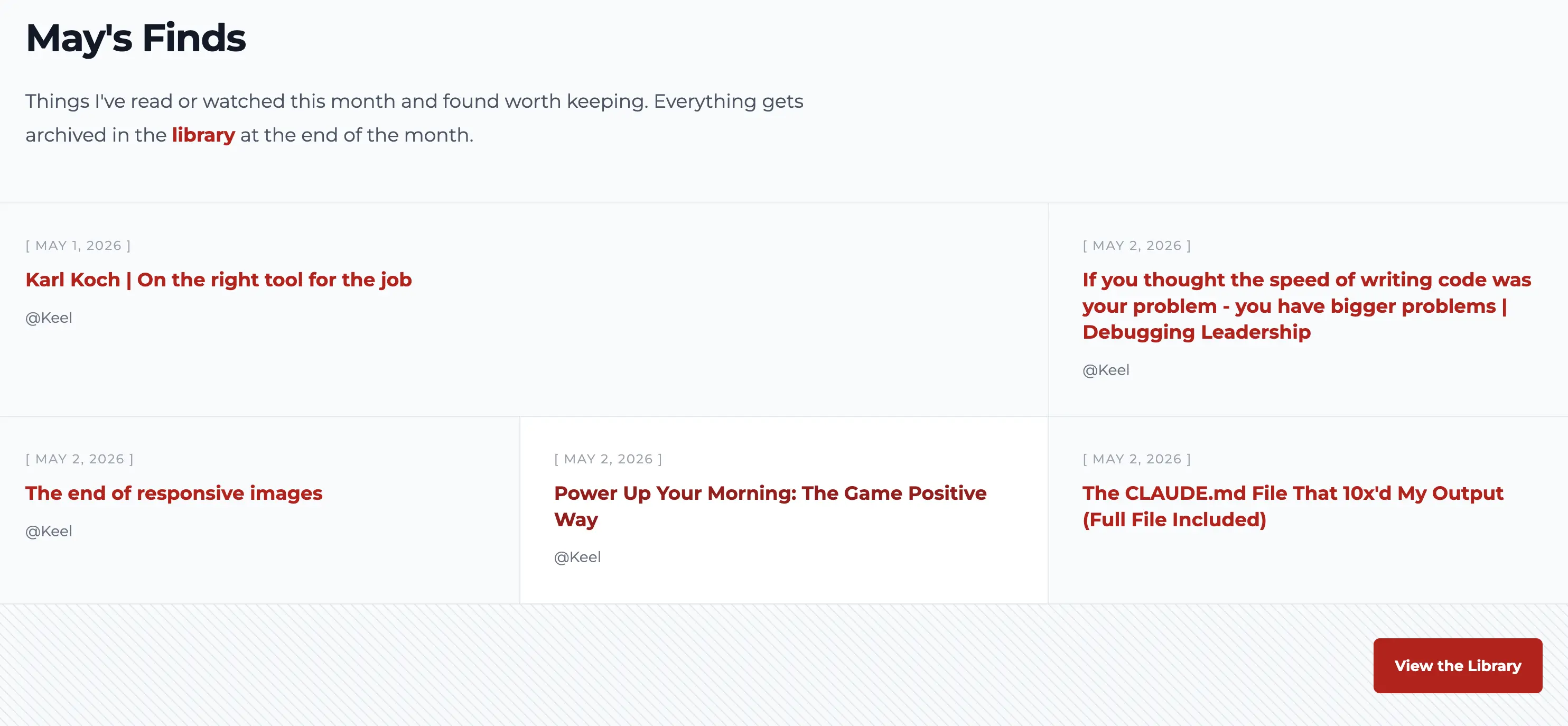 Screenshot of my read later section